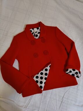 SONIA SONIA RYKIEL Red Double-Breasted Knit Mod Style Jacket